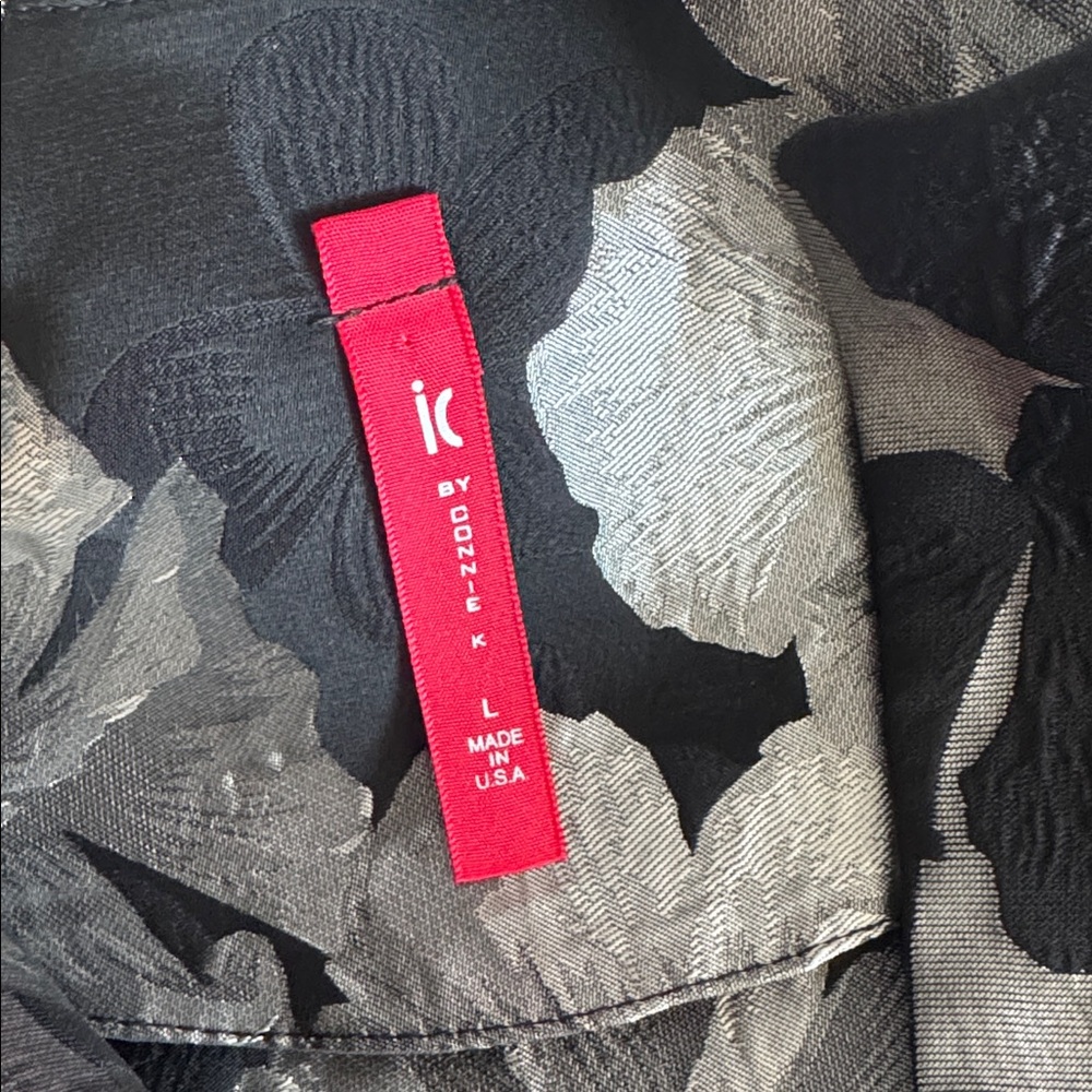 IC By Connie K Black Silver One Button Floral Jacquard Asymmetrical Jacket sz L - Picture 4 of 9